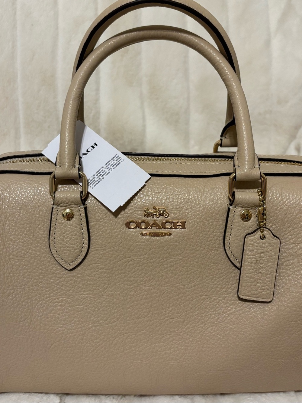 NWT Coach Rowan Leather Satchel and Card Case Wallet Set - Oat - Picture 6 of 15